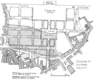 L'area su cui si stendeva il parco di Villa De Mari in una bella pianta realizzata da Giovanni Gallotti